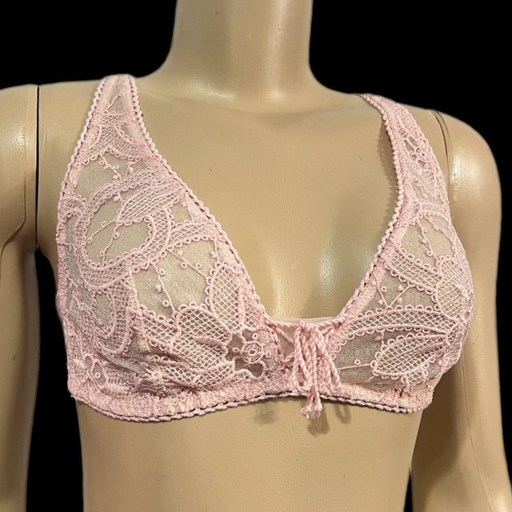 Victoria’s Secret Dream Angels crochet unlined bralette bra pink Medium - Picture 8 of 9